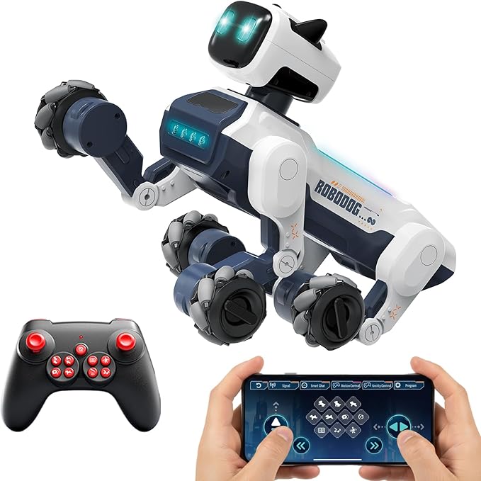 Smart Robot Dog for Kids 6+ – App & Voice Control Programmable STEM Robot Pet with Touch Interaction, Remote Control Puppy Toy for Indoor Play & Birthday Gifts