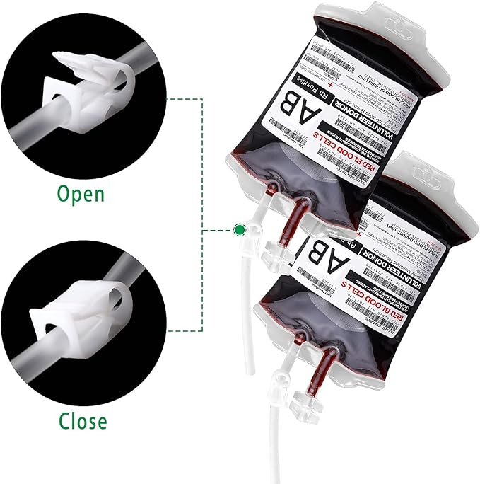 meowtastic Blood Bags for Drinks for Halloween Party Decorations, Reusable Halloween Blood Bag Drink Pouches with Syringe, IV Bags for Drinks, Vampire Nurse Graduation Decoration Supplies, Pack of 10