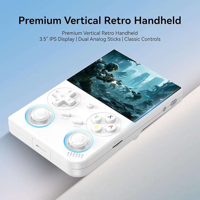 RG35XX Pro - Retro Handheld Game Console, 3.5-Inch IPS Screen, Linux OS, 64GB Card, 3200mAh Battery, WiFi & Bluetooth, HDMI Output, Includes Screen Protector & Keychain (White)