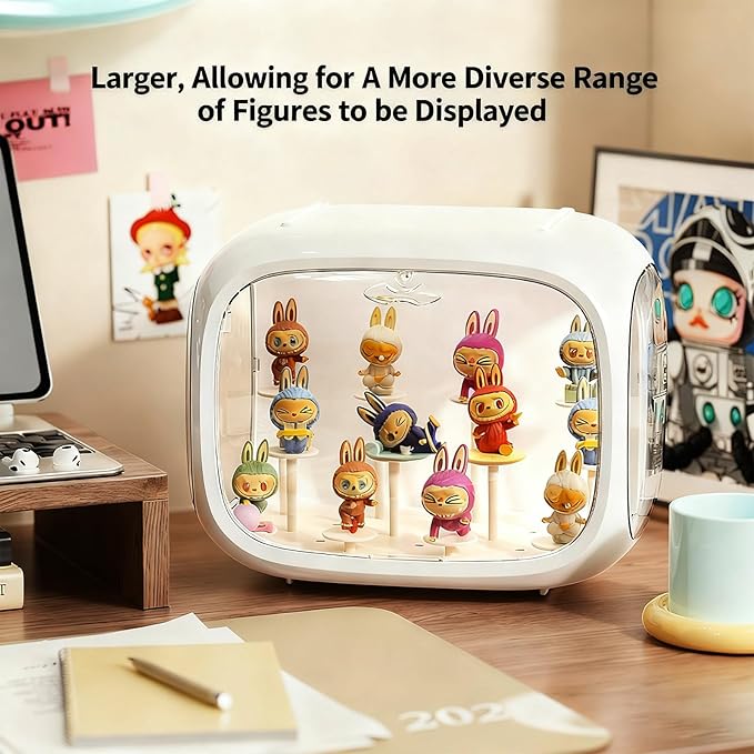 Display case for Plush Doll, Upgrade Large-Sized Display Box for 6.7in Dolls Clear Acrylic Display Box with Door Dust and Moisture Proof Suitable for Lego Collectibles Action Figures Pop Mart