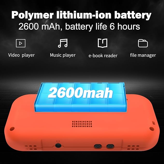 XU MINI M Retro Handheld Game Consoles, 2.8 inch IPS Screen, Built-in 64G TF Card, with 2600 mAh Battery Life 6 Hours with Case Orange