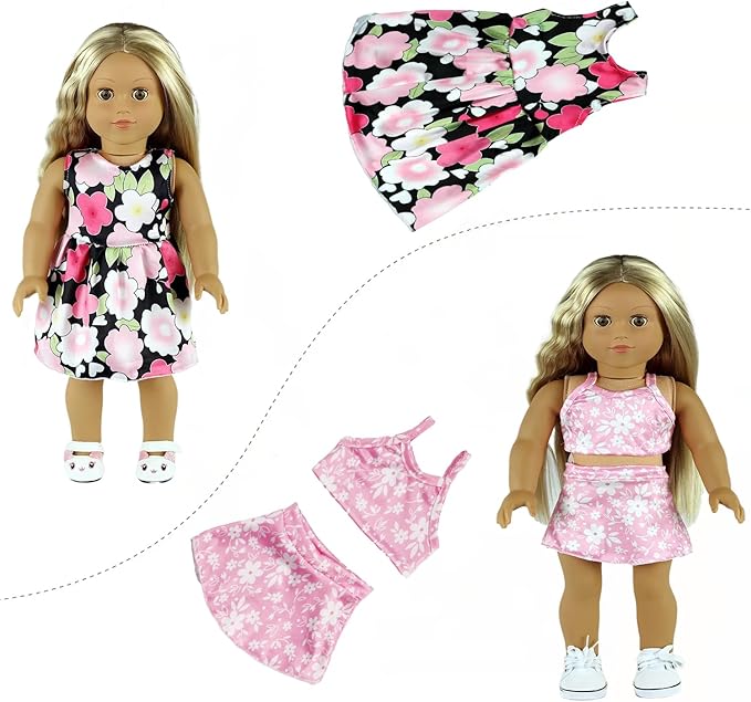 20 pcs 18 inch Doll Clothes and Accessories for American 18 inch Girl Doll Clothes Gift Including 10 Complete Sets of Clothing