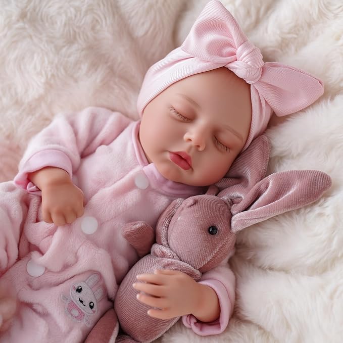 BABESIDE 12 Inch Lifelike Reborn Baby Dolls Vinyl Full Body, Soft Realistic Baby Doll Sweet Sleeping Preemie Real Life Baby Dolls Easy to Hold with Accessories Gift Set for Kids Age 3+