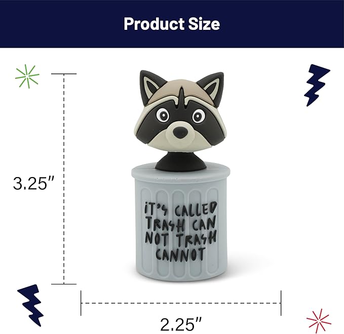 Mini Novelty Bobblehead – Funny Small Wobble Head Desk Toy, Cute Resin Figurine for Office Desk Decor, Car Dashboard, Gifts & Party Favors - Trashy Raccoon