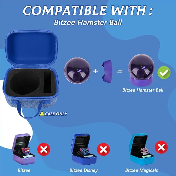 MGZNMTY Travel Case for Bitzee Hamster Ball Interactive Toy - Custom Foam Protective Carrying Box for Virtual Electronic Digital Pet Toy & Dock for Kids (Case Only) (Blue)