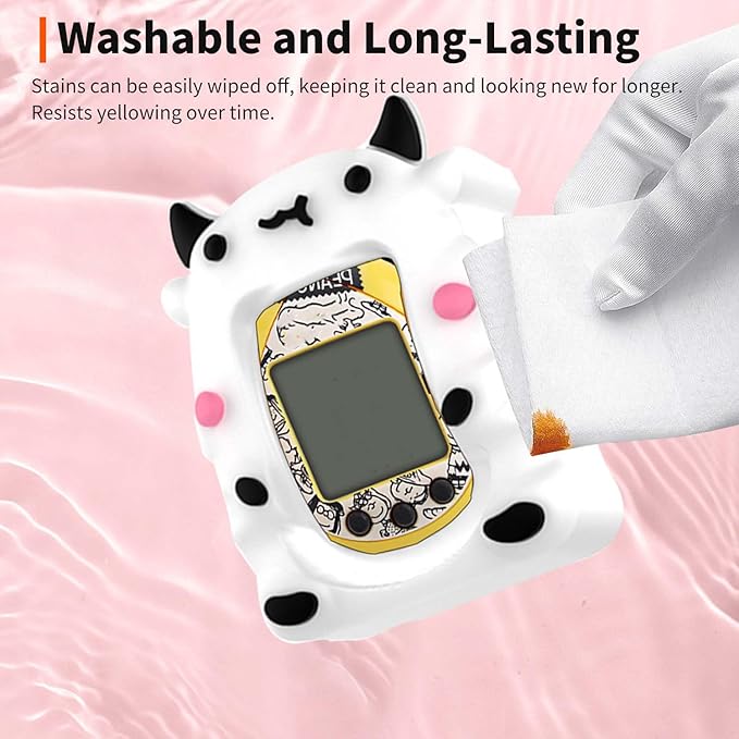 Case for Tamagotchi Nano with Lanyard – Cute Cartoon Silicone Protective Cover for Kids, Soft & Shockproof Shell for Tamagotchi Virtual Pet Keychain, Anti-Drop Holder Accessory (White)