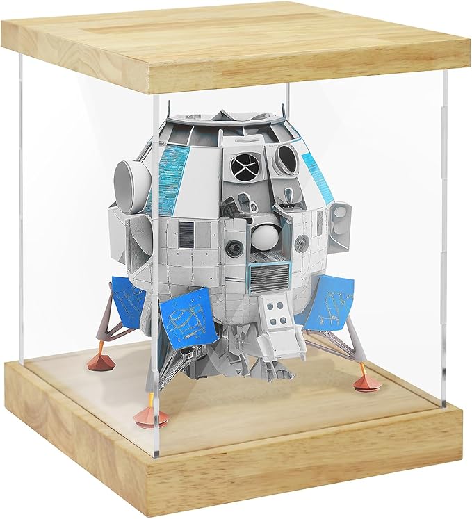 BenchPro Clear Acrylic Display Case for Trophy, Collectibles, Assemble Cube Display Box Stand Dust Proof Protection Showcase for Action Figures Toys. (1.75" & 1" Thick Wood, 14" H x 12" L x 12" D)