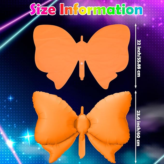 12 Pcs 22 Inches Butterfly Glow in the Dark Neon Balloons Glow Party Supplies Neon Foil Balloons 90 80s Hip Hop for Halloween Christmas Birthday Wedding Anniversary Backdrop Decor