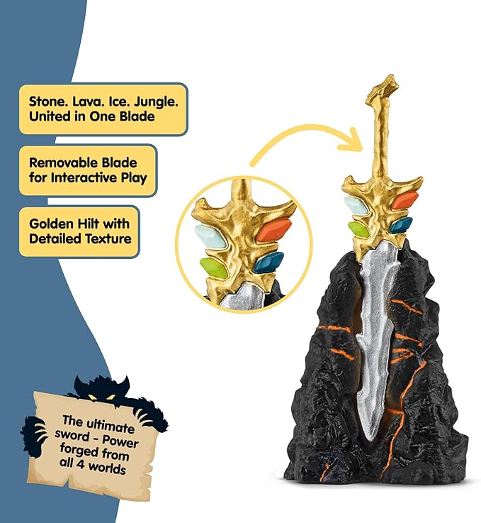 Schleich Eldrador Creatures - 5PC Fantasy Creature Set - Ice Wolf, Lava Hound, Rock Beast and Sword Figure Playset - Animal Monster Figurines for Boys and Girls - Durable Toys for Kids Ages 7+ | 72179