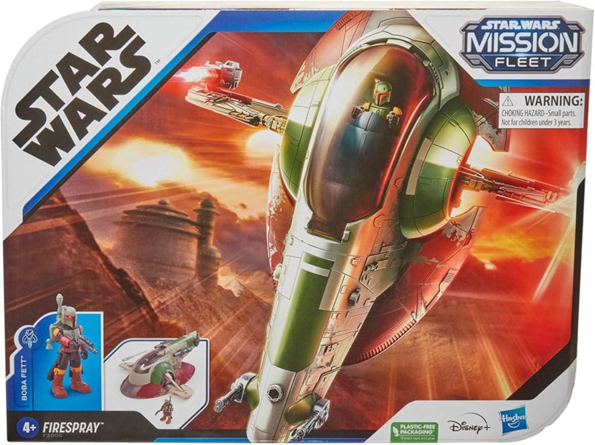 STAR WARS Mission Fleet Starship Skirmish, 2.5 Inch Boba Fett Action Figure and Starship Vehicle, Toys for 4 Year Old Boys and Girls and Up