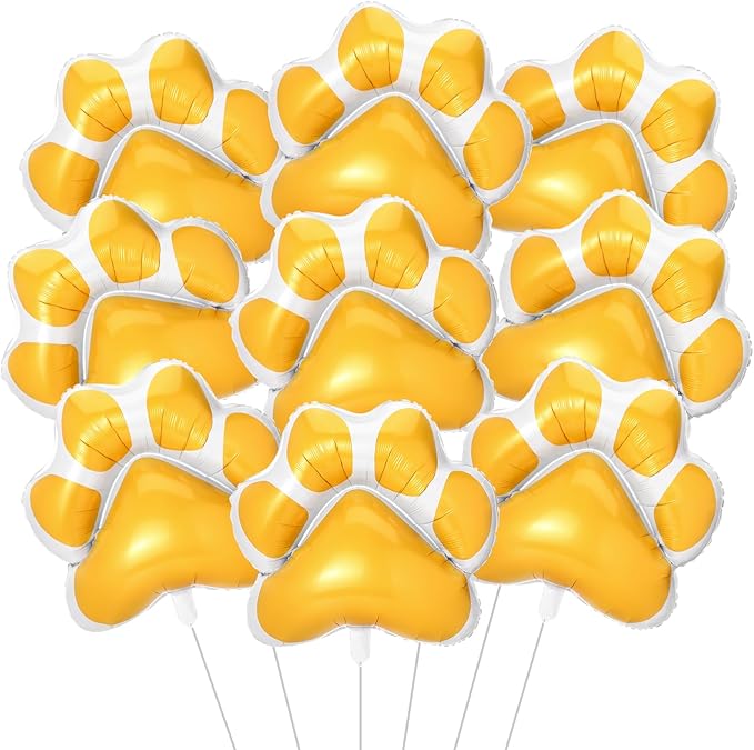 Hungdao 9 Pcs 28 x 26 Inch Orange Dog Paw Balloons Paw Print Foil Balloons Large Puppy Birthday Party Supplies for Baby Shower Pets Dog Themed Party Decorations