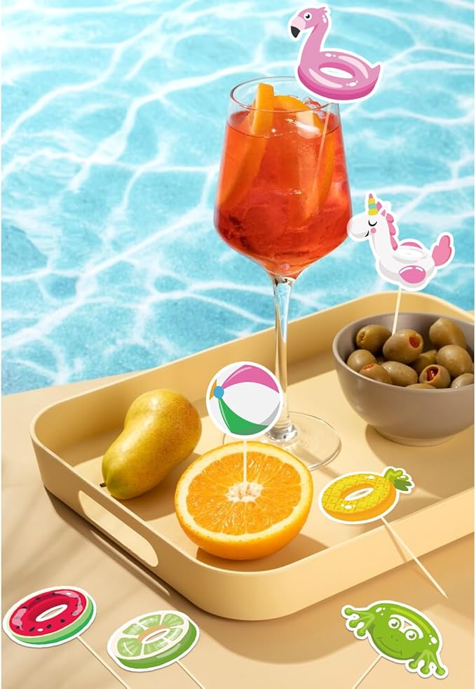 28 Pack Swimming Ring Cupcake Toppers Summer Cake Decorations for Hawaiian Beach Pool Party Theme Birthday Decorations Baby Shower Party Supplies (Swimming Ring)