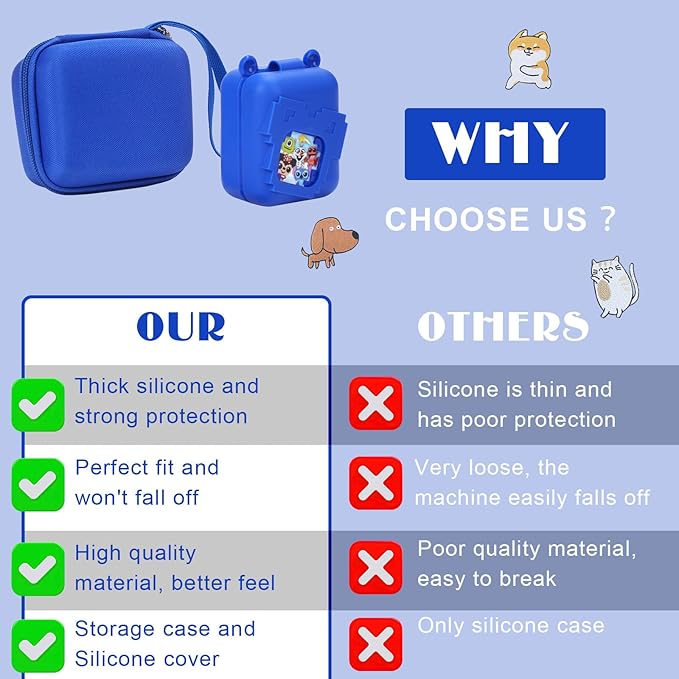 MGZNMTY Carrying Case and Silicone Case for Bitzee Disney Interactive Toy Digital Pet and Protective Skin Cover for New Bitsy Electronic Virtual Pet (Dsn Blue)