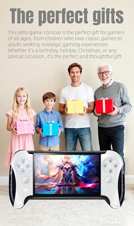 4.3" Portable Video Game Console Creative Controller Design Multiple Emulators MP4/MP3/E-Book TV Output Casual Puzzle Handheld Retro Video Games Birthday
