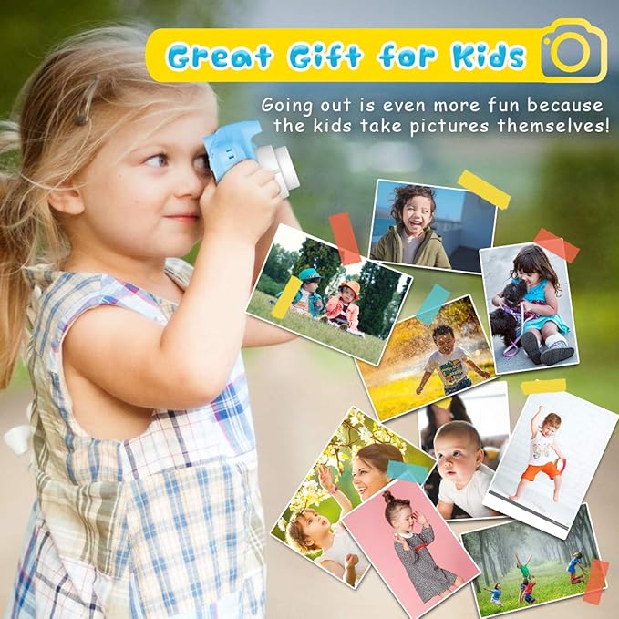 Seckton Kids Selfie Camera for Boys Age 3-9 Blue & Digital Video Cameras with Flash for Kids 6-10, Portable Camera Toy 3 4 5 6 7 8 9 10 Year Old Boys Girls Black