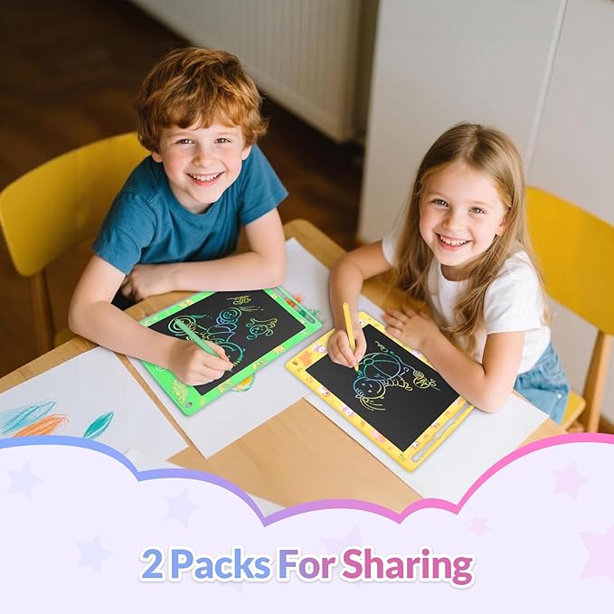 LCD Writing Tablet 8.5 Inch 2 Pack Colorful Screen Electronic Writing Drawing Pads Doodle Board for Kids Boys Girls