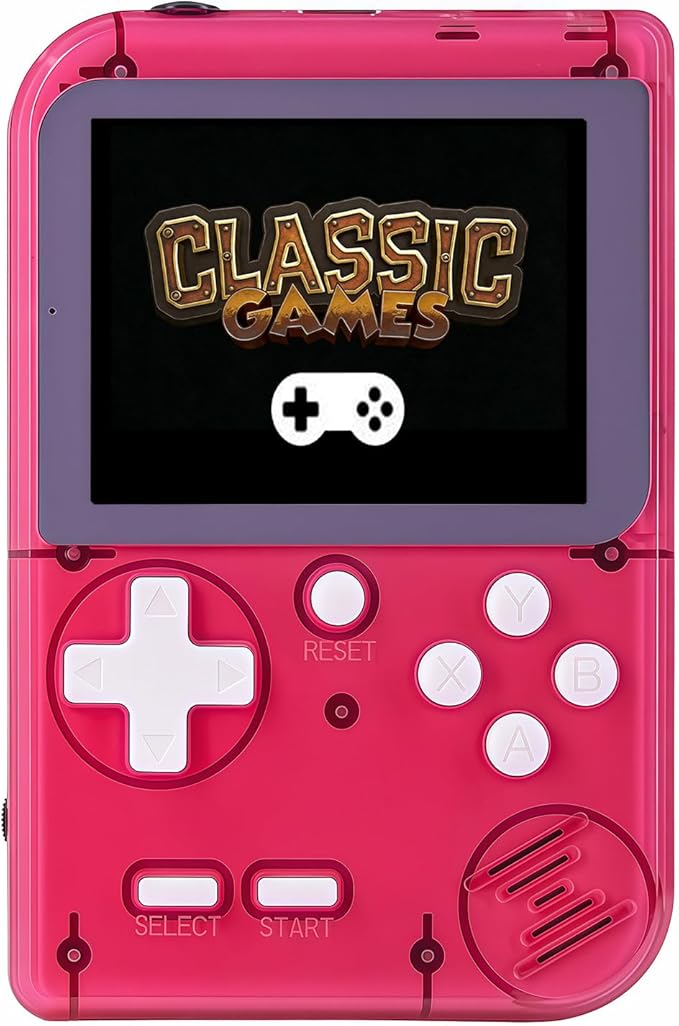 Kids Handheld Game Console Pre-Loaded 400 Classic Games, Portable Video Game Console with 2.8" Color Screen, Rechargeable Battery, Handheld Electric Game Console for Boys Girls (Red)