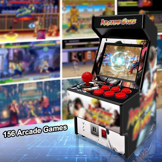 Mini Video Games Machine - 156 Retro Games Console Playable - 2.8 Inch Screen Handheld Gaming Device Support AV Output - Electronic Birthday Xmas Gift for Kids Adults