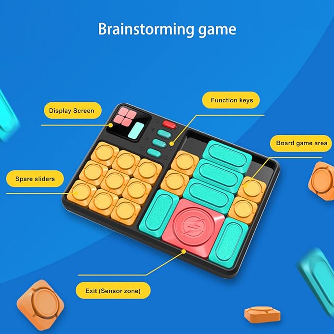 Slide Puzzle Games, Brain Teaser Puzzle Board Game Educational Interactive Handheld Brain Training Electronic Board Game for Boys Girls