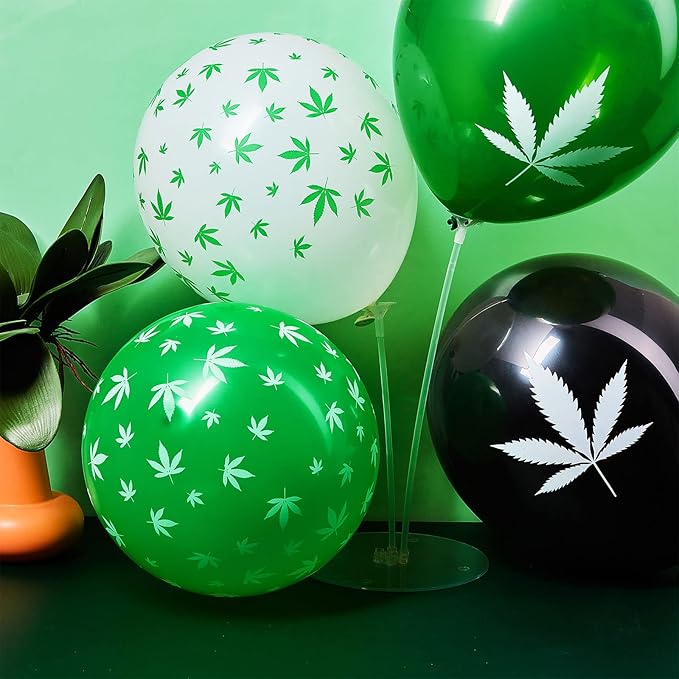 Skylety 48 Pcs Weed Balloons 420 Marijuana Party Decoration Pot Leaf Maple Latex Balloons Weed Themed Decor for 420 Celebration Birthday Party Supply