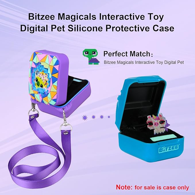 Elonbo Silicone Protective Case for Bitzee Magicals Interactive Toy, Virtual Toy Storage Cover, Electronic Pets Kids Toys Holder, Compatible with Bitzee Magicals, Purple (Only for Bitzee Magicals)