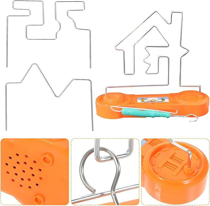 Electric Shock Game for Kids, Brain-Boosting & Fun Challenge Toy, Bright Color Collision Maze with Electric Shock, Engaging Family Game, Safe and Exciting for Children (Orange 3 in 1)
