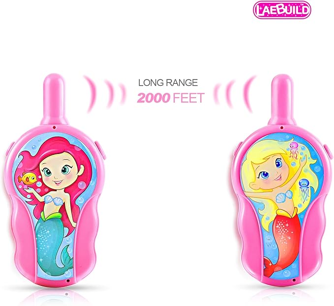 Mermaid Walkie Talkies for Girls, 2 Pack Kids Two Way Radio Toys, Long Range Toddler Toys for 3-8 Year Old, Ideal Birthday Christmas Easter Gifts for Indoor Outdoor Games