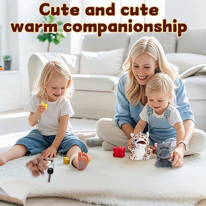 12 Pcs Small Stuffed Animal Bulk - 4.5 Inch Fluffy Stuffies, Animals Keychain Decoration, Carnival Prizes, Classroom Treasure Box, Pinata Stuffers