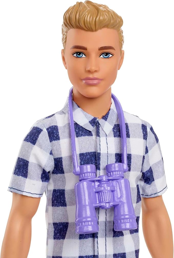 Barbie It Takes Two Camping Set with Blonde Ken Doll in Plaid Shirt & Accessories Including Cooler, Map & More