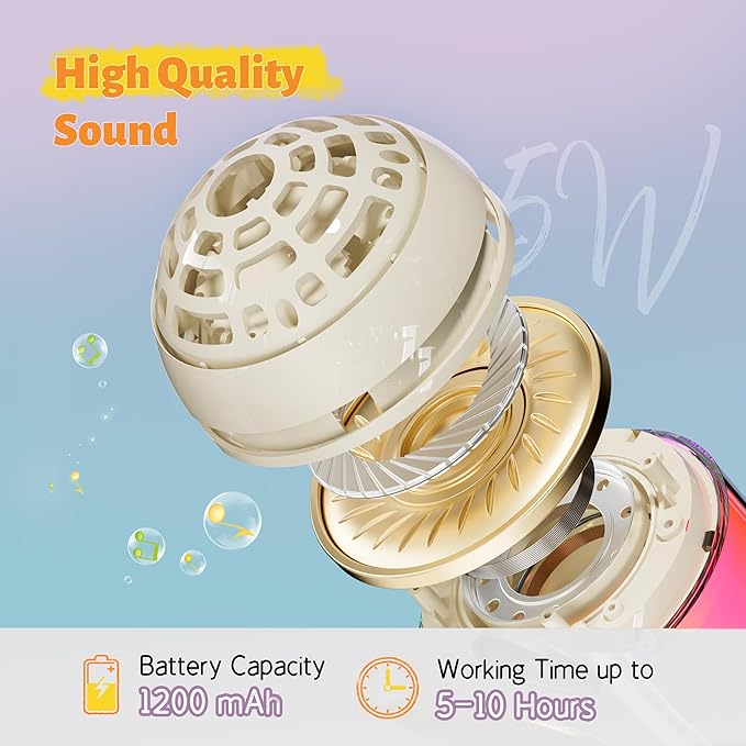 Karaoke Machine for Kids Adults, Portable Bluetooth Microphone Song Toys with LED Light, Best Chritmas Birthday Festival Party Gift for 3 4 5 6 7 8 9 10 11 12+ Year Old Girls Boys (Beige)