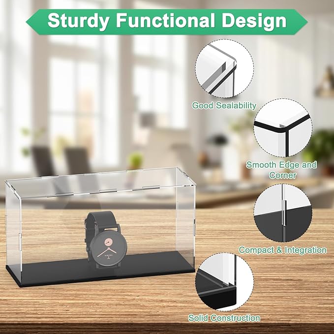 Clear Acrylic Display Case, 12 x 4 x 6 Inch Assemble Clear Acrylic Display Box Dustproof for Action Figures/Model/Statues/Collectibles/Doll/Toys/Home Storage