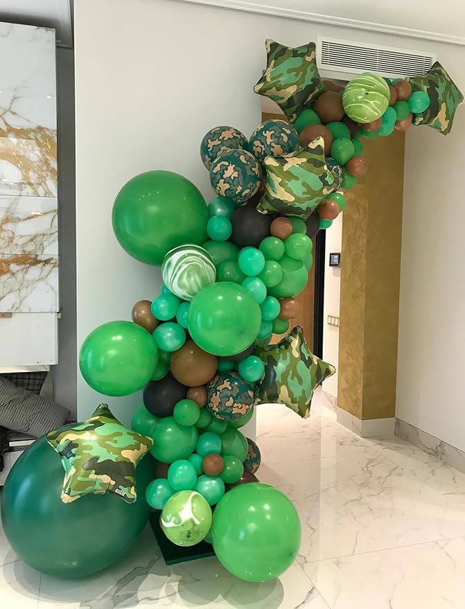 Green and Brown Balloons, 12inch Camouflage Balloon Camo Balloons Brown Dark Green Black Ballons For Army Party Decorations Birthday Party Hunting Camping Jungle Themed Supplies