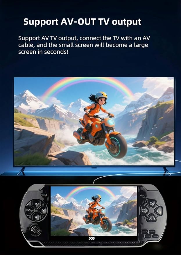 4.3-Inch Retro Handheld Game Console - with Classic Games, Portable Video Game Player with TV Connection, Supports MP4/MP3/eBook Playback, Rechargeable Battery & TF Card Expansion (Black)