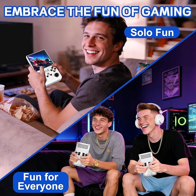 R36MAX Handheld Game Console - 4.0-Inch Screen, Support 22000+Classic Games,128G TF Card,Portable Console with Open Source System,4000mAh Battery,Birthday Gift for Adult or Partner - White