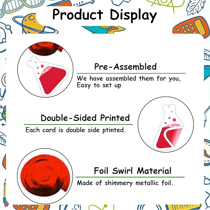 Science Happy Birthday Banner Backdrop Periodic Table Chemistry Theme Decorations Decor for School Science Laboratory Lab Science Classroom Boy Girl Kid Birthday Party Baby Shower Supplies Background