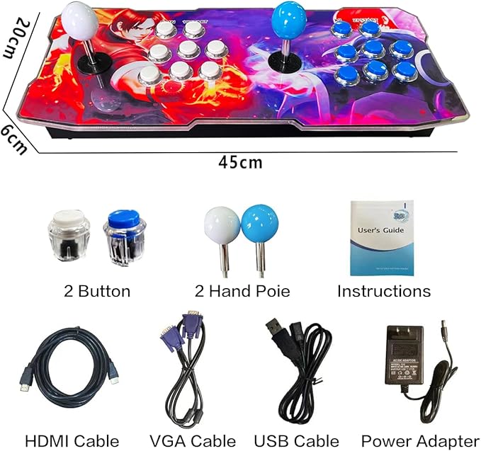FVBADE [30000 Game in 1] 70S Pandora Box mini Arcade Console for Children Compatible PC & Projector & TV ,3D Games 1-4 Players Double Joystick Favorite List Game Category Save/Search/Hide/Pause Games