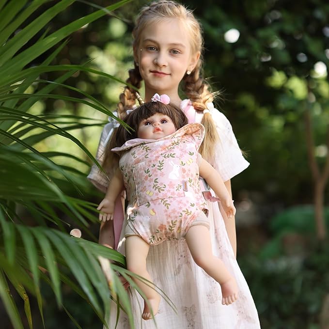 GAGAKU Doll Carrier Baby Doll Accessories Babydoll Swing 22 Inche Doll Carrier Baby Doll with Carrier Backpack for Toddlers - Pink - Rabbit Garden