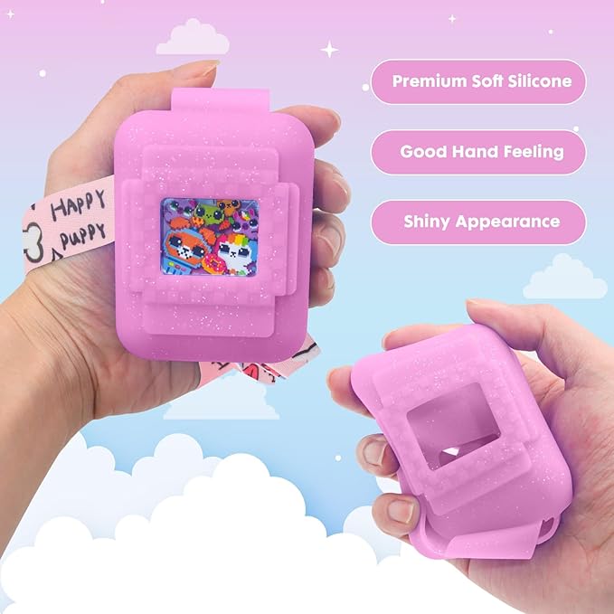 Silicone Cover Case for Bitzee Interactive Toy Digital Pet, Silicone Protective Cover for Virtual Electronic Pets, Digital Pet Accessories for Bitzee with Lanyard, Pink (Case Only)