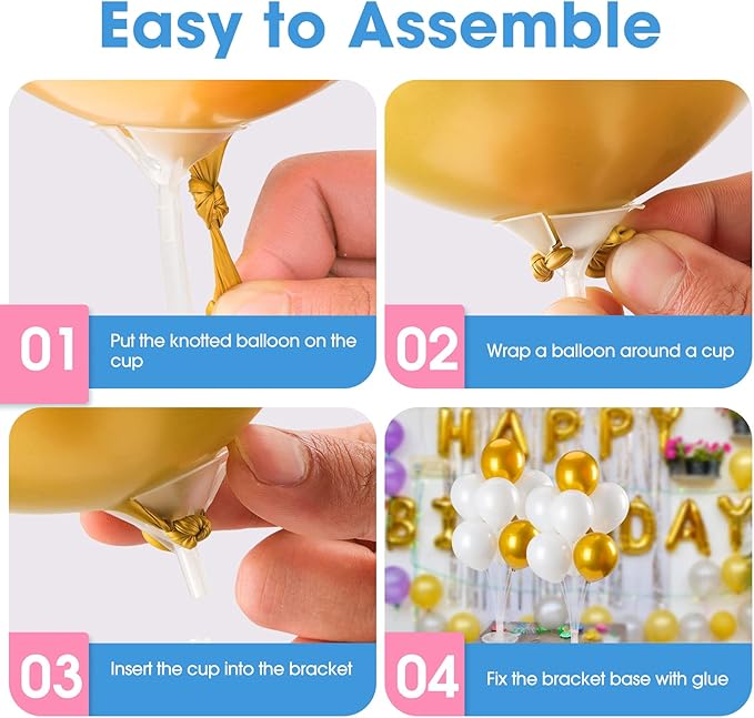 10 Sets Balloon Stand Kits, Balloon Sticks Holders with Base for Table Graduation Birthday Baby Shower Gender Reveal Party Decorations