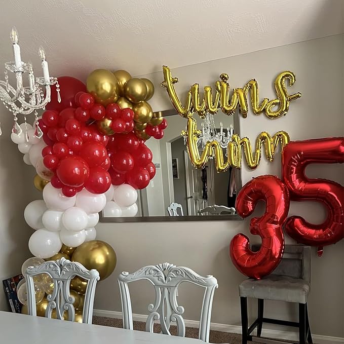 Red White Gold Balloon, 60 Pack 12 Inch Red Gold Balloon for Mother's Day Valentine's Day Women Birthday Wedding Bridal Shower Christmas Xmas Party Decorations