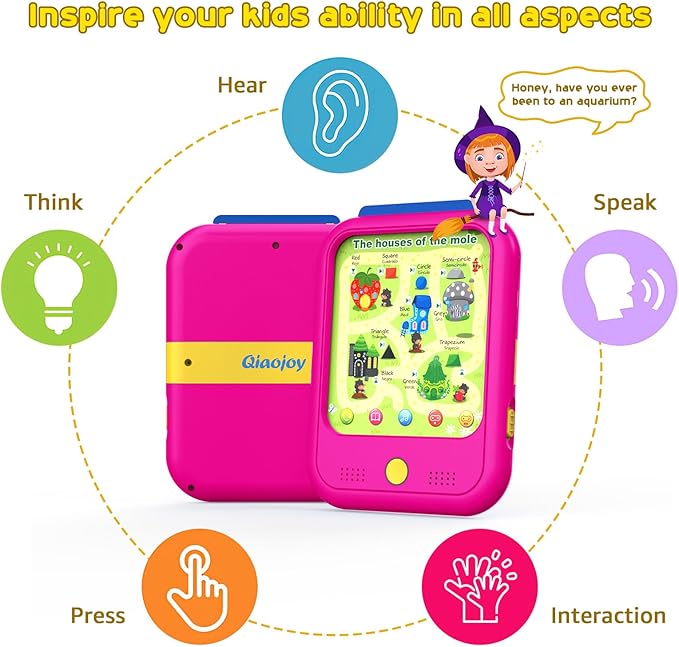 Kids Learning Tablet Educational Learning Pad for Toddlers 2-5 to Learn Alphabets, Numbers, Foods, Time, Music, Vehicles, Tablet Toy for Toddlers Ages 2 3 4 5 6 Years Old