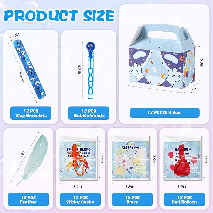 Vanblue 120Pcs Blue Color Dog Party Favors,Birthday Decorations Supplies for Kids,Sticky Gecko,Red Balloon with Cards Goodie Bag Stuffers,Classroom Rewards,Pinata Stuffers,Family Games