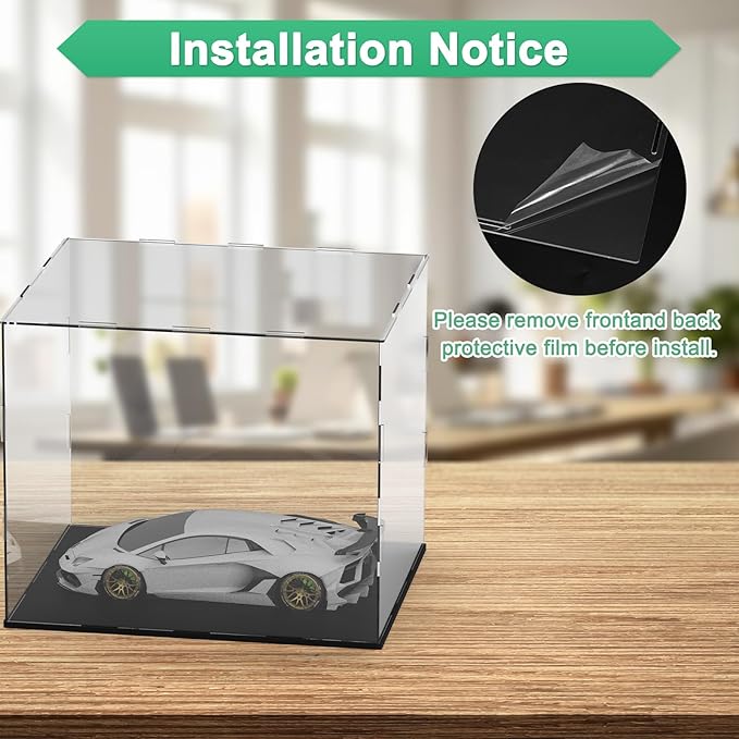 Clear Acrylic Display Case, 12 x 10 x 10 Inch Assemble Clear Acrylic Display Box Dustproof for Action Figures/Model/Statues/Collectibles/Doll/Toys/Home Storage