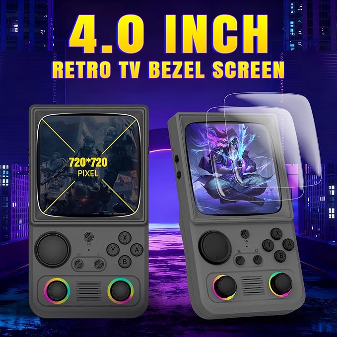 R36TMAX Upgraded Retro Handheld Game Console with 4000mAh Battery, 4.0'' IPS Screen, Retro Gaming Console with Portable Case, Supports WiFi Networked Fighting and OTG (Classic Grey)