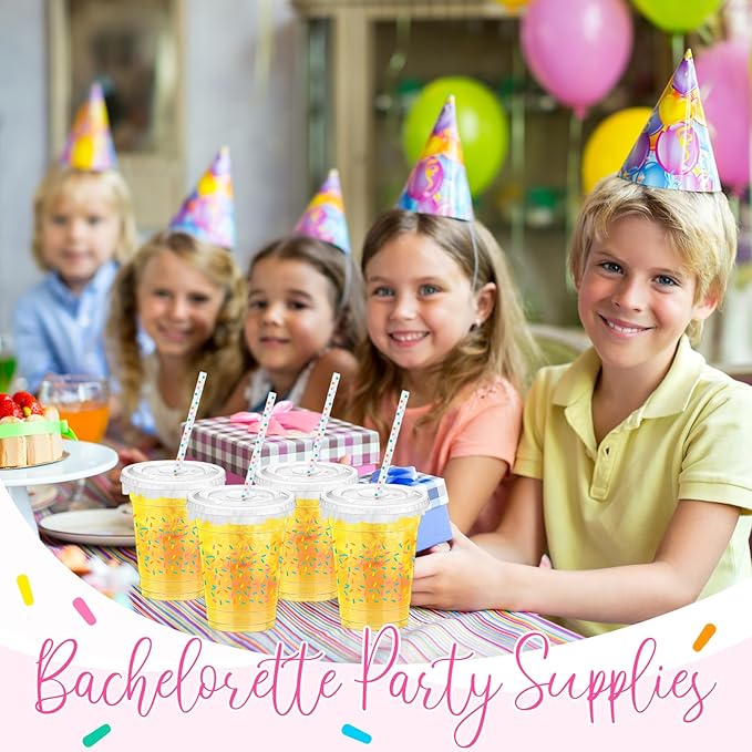 Domensi 50 Pcs Sprinkle Baby Shower Plastic Cup 12 oz Rainbow Confetti Sprinkle Thick Clear Cup Baby Shower Birthday Table Decorations Candy Color Party Supplies It's a Boy Girl