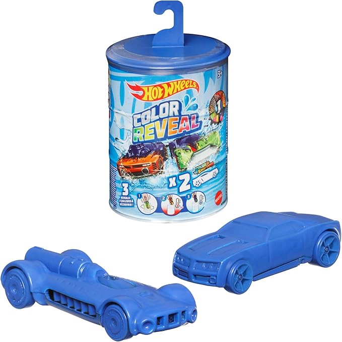 Hot Wheels Cars, Set of 2 Color Reveal Vehicles in 1:64 Scale with Surprise Initial Reveal & Repeat Color-Change Feature in Very Warm & ICY Cold Water (Styles May Vary)
