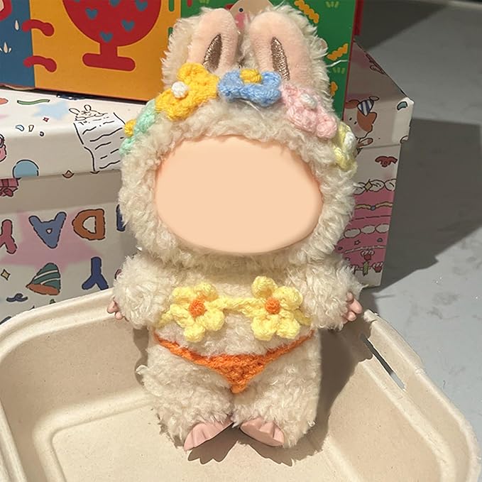 15/17cm Doll Clothes Set - Flower Headband + Yellow Bikini