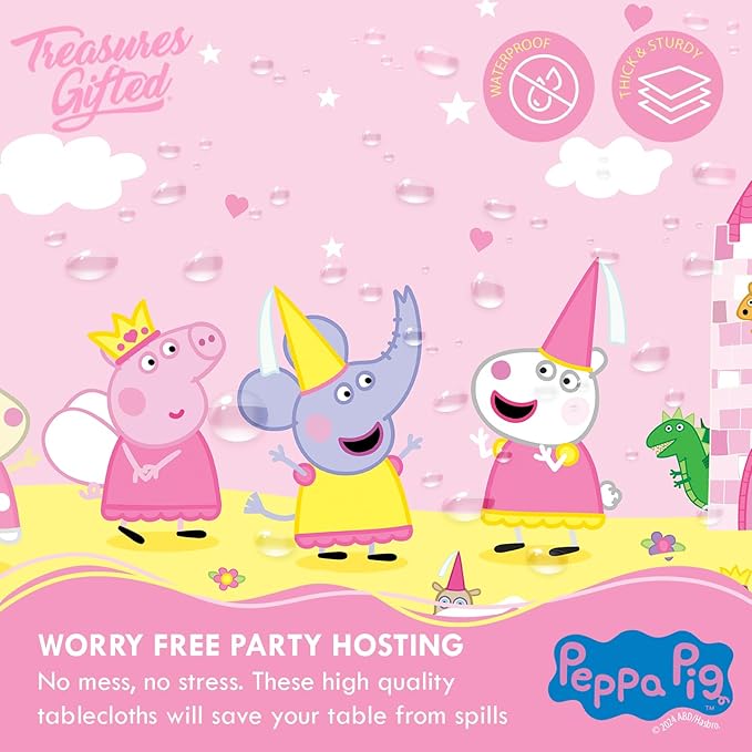 Treasures Gifted Officially Licensed Princess Peppa Pig Birthday Decorations - Pack of 2 Tablecloth - Large Rectangular Table Cover 54in x 108in - Peppa Pig Party Supplies