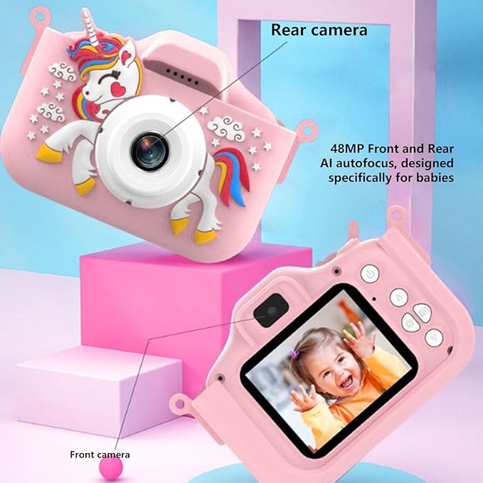 Kids Digital Video Camera, Kids Camera Toys, Digital Video Camcorder Camera for Boys and Girls Toddler (Pink)