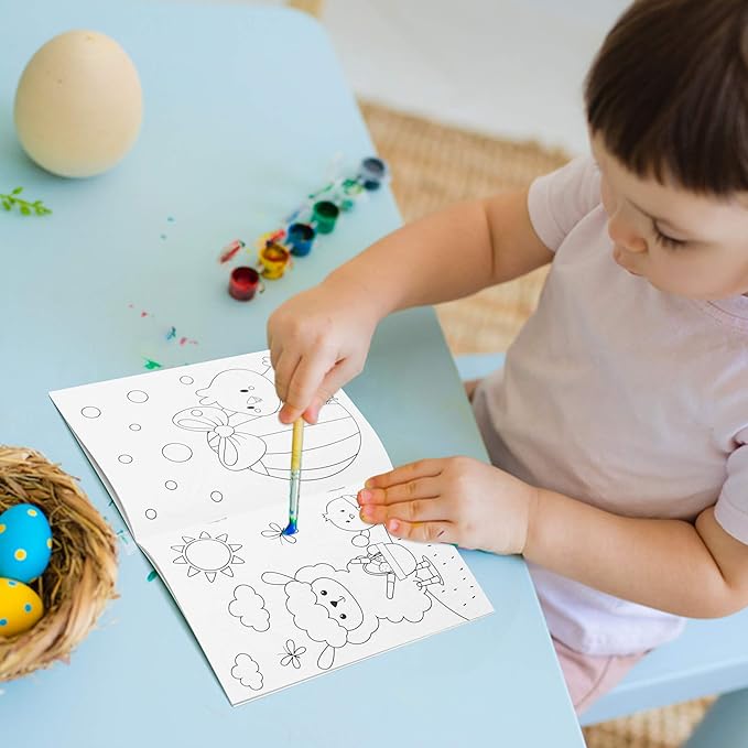 WATINC 24pcs Easter Coloring Books, DIY Art Book with Bunny Easter Egg Chick Pattern, Creativity Color Booklet for Birthday Gift, Easter Party Favor Goodie Bag Filler, Class Activity Supplies